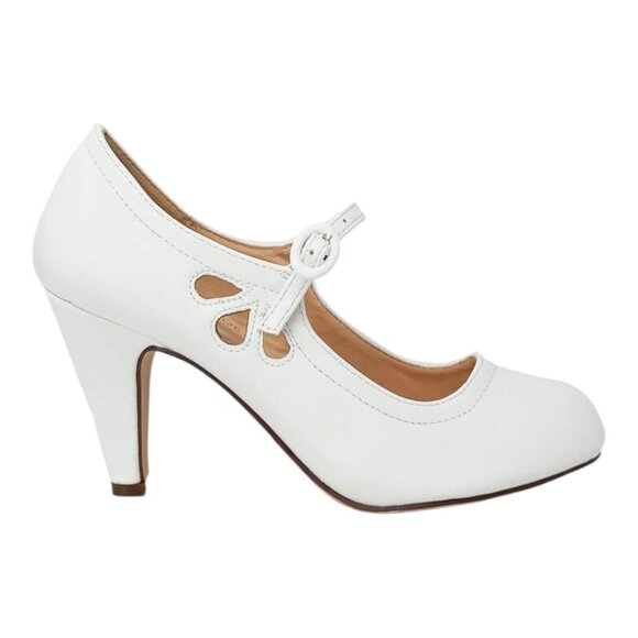 New Chase & Chloe Kimmy-21 Mary Jane Heels - Color: White PU - Size: 6 (22.5 cm) - Picture 5 of 9